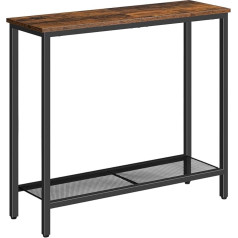 Hoobro Narrow Console Table with Storage Shelves, 75 x 24 x 75 cm, Side Table, Hallway Table, Exhibition Table, Sofa Table, for Entrance, Hallway, Vintage Brown/Black EBF74XG01