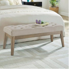 WEMART Lawn Bench Padded Bench Ottoman Footrest Padded Seat Taupe