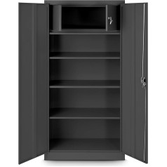 Jan Nowak C001D Filing Cabinet with Secret Compartment Metal Cabinet Office Cabinet Sheet Steel Powder Coating 185 cm x 90 cm x 45 cm (Anthracite/Anthracite)