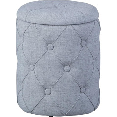 Inter Link - Storage Stool - Laundry Stool - Stool with Storage Space - Light Grey - Quilted Fabric - Yapak