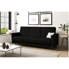 Meblini Andres 2-221 x 87 x 93 cm Sofa Bed with Sleep Function - Sofa Bed with Sleep Function - Extendable Sofa Bed - 221 x 87 x 93 cm - Black Woven Fabric