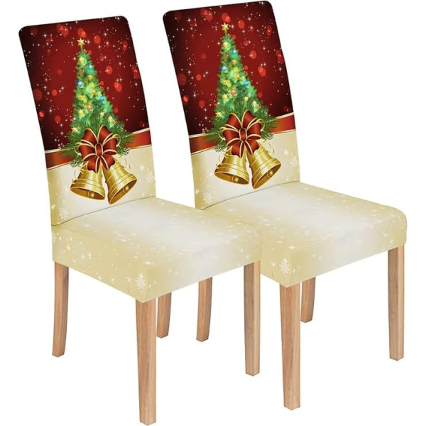 KELUINA 1/2/4/6 Piece Xmas Stretch Printed Chair Covers for Dining Room Christmas Chair Covers Kitchen Chair Covers (2, Printed 10)