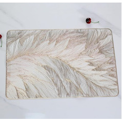 Amdxd Set of 4 Place Mats Fabric Washable Square PVC Place Mats Christmas Washable Leaf Pattern Non-Slip Table Coasters Dining Table Gold for Table, Bar and Kitchen, 30 x 45 cm