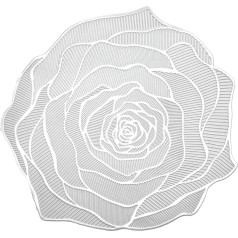 Mesnt Tischset PVC Blumen, 2er-Set Metallische Rose, hitzebeständig, abwischbar Platzsets, Küchen-Tischsets für Esstisch, 38x38cm, Silber