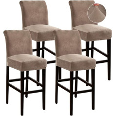 ‎Gamukai GAMUKAI Stretch Bar Stool Cover Counter Stool Pub Chair Slipcover Dining Room Cafe Bar Stool Slipcover Removable Furniture Chair Cover Velvet Fabric with Elastic Bottom (Taupe, 4)