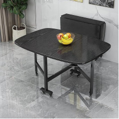 Generisch Modern Extendable Dining Table on Wheels for Restaurant Living Room Patio Space Saving Folding Table with Chairs Versatile Multifunctional Wooden Table