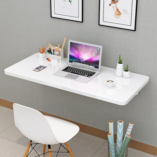 Generisch Klapptisch zur Wandmontage, für kleine Räume, robust, faltbar, für Küche, Waschküche oder Restaurant, Weiß (80 x 40 cm)