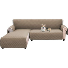‎Mingfuxin Mingfuxin Corner Sofa Duvet Cover Waterproof Reversible 3 Seater Chaise End Sofa Slipcover L Shape Sectional Couch Covers for Pets Furniture Protector (L Shape, Taupe)