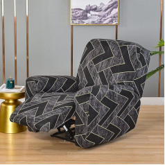 ‎Okyuk OKYUK Recliner Chair Cover High Elasticity Recliner Recliner Chair Recliner Chair Cover Set of 4 with Side Pockets Removable and Washable Protective Covers (Grey Squares)