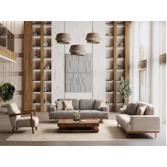 Generisch Sitzgruppe/Sofa Set - Wohnzimmergarnitur 'Cassia' 3+3+1+1, Farbe:Grau/Beige