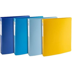 Exacompta BeeBlue 51140E Pack of 4 Ring Binders Recycled Plastic 4 O-Ring Mechanism DIN A4 Filling Height 30 mm Spine 40 mm Assorted Colours Ring Binder Stapler Ideal for Office and School