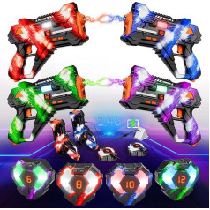 Rechargeable Laser Tag Guns Set of 4-2.4GHz Data SYNC Display Laser Tag Gun with Vest 4 Players, Infrared Laser Tag Game for Indoor and Outdoor Use for Children Teens Age 6-12+ Years Old