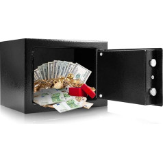 Furniture Safe with Key Cash Box Lockable Mini Safe Cash Cabinet Floor Wall Safe 23 x 17 x 17.3 cm Including 2 x Keys & Mounting Screws, Black