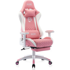 S*MAX Pink Gaming Chair with Footrest, Thickened Seat, Gaming Chair with 3D Armrest, Lumbar Support, Made of PU Leather, Racing Style, Video Game Chairs with High Backrest for Adults, Pink