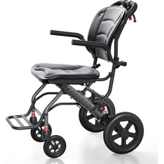 Transport Wheelchairs Foldable Lightweight with Handbrake, Portable Wheelchair Lightweight Transit Wheelchairs for Seniors, Aluminium Outdoor Wheelchair Load Capacity 100 kg for Elderly