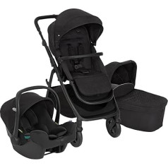 Graco Near2Me™ DLX 3-in-1 Pushchair Set Including Carrycot (0-9 kg) and Carrycot (40-75 cm), up to 22 kg, Backward, Forward, Compact Folded, Includes Adapter and Rain Cover, Black, Midnight