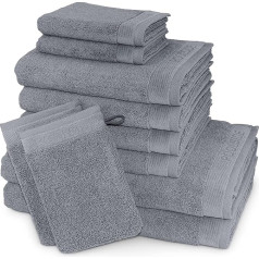 Möve Poolside 10-Piece Hand Towel Set, Made in Germany, 100% Cotton, Stone 2 x 20 x 15 + 2 x 30 x 50 cm + 4 x 50 x 100 cm + 2 x 67 x 140 cm