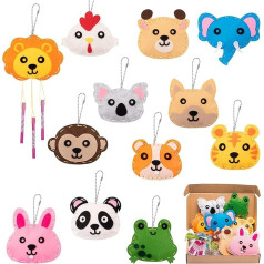 WATINC Animal Sewing Kit 12p Sewing Kits for Children Animals Felt Sewing Kit Ornaments Beginner Sewing Package Creative Indoor Activity of Students DIY Art Craft Gift for Boys Girls