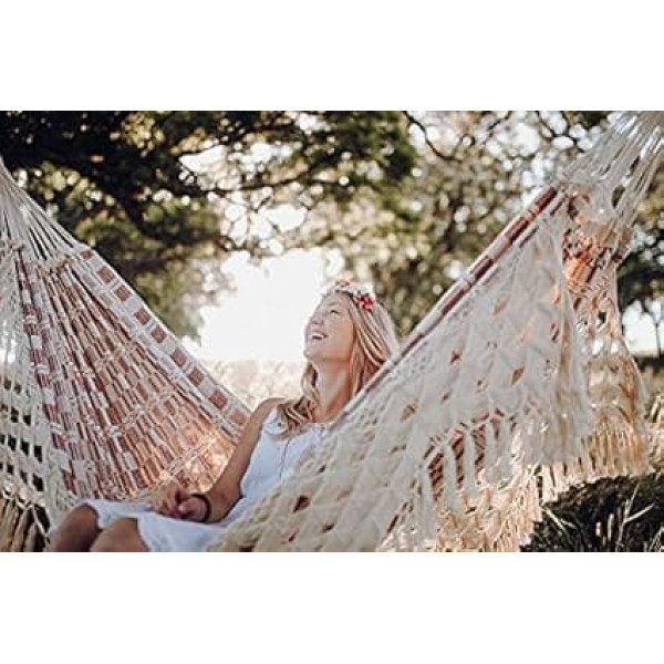 AMAZONAS XXL Boho Hammock from Brazil Rio Bordeaux (Jacquard) 250 cm x 160 cm up to 200 kg Red Patterned Boho Hammock