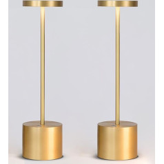 YIKUI 2 Pack LED Table Lamp Wireless 6000mAh Rechargeable Battery 3 Lighting Modes Dimmable Portable Table Lamps for Restaurant Patio (2 Golden)