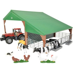 Britains 1:32 Farm Set with Case Tractor Toy, Collectible Farm Set Toy for Children, Toy Tractor Compatible with Farm Toy in Scale 1:32, for Collectors & Children from 3 Years