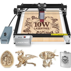 LASER TREE K1 Mini 10 W Laser Engraving Machine with Air Pump, 10 W Output Power Laser Cutting Machine, 10 W Laser Module with Air Support, Fixed Focus Point for Metal, Wood, 300 x 300 mm Engraving