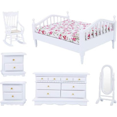 Set of 6 Miniature Bedroom Furniture Set 1:12 Scale Dollhouse Furniture Figures Mini Models DIY Decoration Accessories Dollhouse