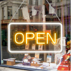 16 x 9 inch Adjustable Brightness Open Sign for Shops, Ultra Bright LED Sign Open USB Powered with On/Off, Electric Neon Sign for Shops, Restaurants, Retail Shops Horizontal