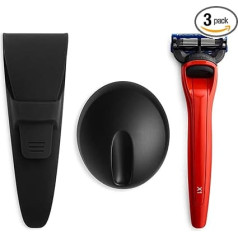 Bolin Webb Handle with Razor Stand and Waterproof Travel Case in Red Equipped with Gillette Fusion5 Blade Cartridge Technology for Next Shave. Award Winning Razors for Men - Made in England Style is