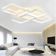 Qiaomao Modern Ceiling Light LED Ceiling Light Dimmable with Remote Control 120 W Rectangular Ceiling Light Living Room Lamp Ceiling Bedroom Lamp The Central Control Box Can Emit Light, White, 140 cm