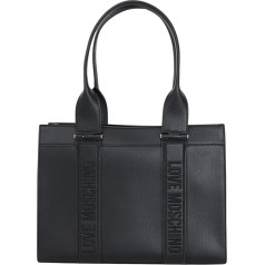 Love Moschino Black Ladies Handbag with Tone-on-tone Embroidered Logo