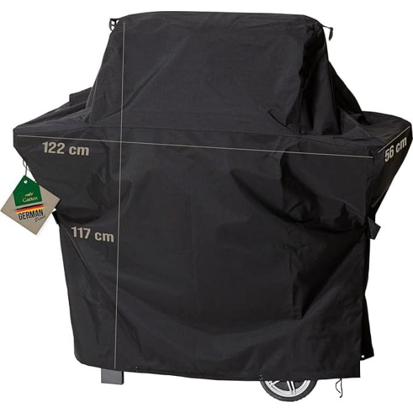 Mehr Garten Barbecue Cover, Weatherproof Trapezoidal Shape, 122 x 56 x 117 cm, Black, Oxford 600D Fabric, Gas Grill Cover, Waterproof and UV-Resistant, Grill Cover