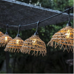 Lumisky Fairy Lights Outdoor Connectable 18 m with 40 LED Filament E27 Warm White Hawaii Light Lampshade Polyrattan Boho