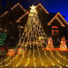 ELKTRY 349 LED Fairy Lights Outdoor with Stars, 3.5 m x 9 Garlands, Warm White, 8 Modes, Christmas Lighting, Power Timer, Waterproof Christmas Tree Lighting, Indoor for Christmas Tree, Garden, Balcony