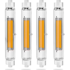 FDHVCB R7S LED 118 mm Dimmable, 30 W LED Bulbs 118 mm Replacement for 300 W J118 mm Halogen Bulb, R7S LED COB Light Bulb, Natural White, 4000 K, 3000 LM, 360° Beam Angle, No Flickering, Pack of 4