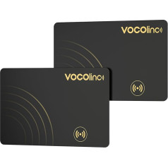 VOCOlinc Wallet Tracker Card Slim 1.6 mm, Smart Air Tag Card Compatible with Apple Where is? App (iOS Only, Not for Android), Bluetooth Thin Item Finder for Purse, Suitcase, Passport, Bags, Pack of 2