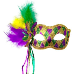 YJHWLF Masquerade Mask with Feather, Women's Venetian Mask, Halloween Party, Mardi Gras Mask, Carnival Eye Mask for Fancy Dress, Lace Mask, Costume Party, Interesting Role Play Accessories