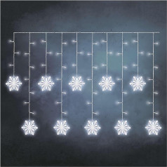 EMOS Snowflake Garland with 60 LEDs, Light Curtain 135 cm + 5 m Cable, Cool White Light, LED Light Garland + Power Supply, Light Duration 10,000 Hours, IP20 for Indoor, for Party, Christmas,