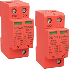 CNLonQcom DC Surge Protection PV System Pack of 2 DC1000V 20KA ~ 40KA 2P Surge Arrester for Solar Photovoltaic 35 mm DIN Rail Mounting