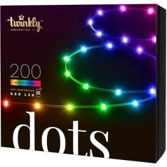 Twinkly Dots - Flexible LED-Lichterkette mit 200 RGB-LEDs - Weihnachtsbeleuchtung für Drinnen und Draußen - App-gesteuerte Weihnachtsdeko, klarer Draht, 10m