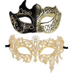 Masquerade Ball Mask for Couples, Venetian Mardi Gras Cosplay Party Masks Prom Christmas Decoration
