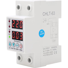 Asixxsix 230V AC Current Protection 63A, Self-Recovery Overvoltage Undervoltage Current Protector with Voltage Display 50/60Hz Undervoltage Protection Delay Reset Protection for Home Use