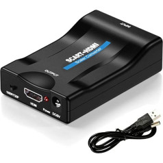 MEETTIKEY SCART to HDMI, SCART to HDMI Adapter Audio Video Switch Full HD 720P / 1080P Converter Out Cable for Monitor Projector HDTV STB VHS Xbox PS3 Sky DVD CRT Player