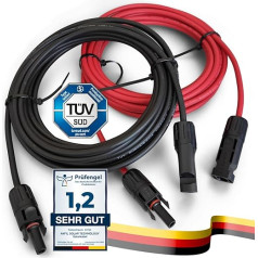 ANFIL Solar Cable 4 mm² Solar Panel Extension Cable with Sockets and Plugs Including 0% VAT According to § 12 Paragraph 3 UStG (1-30 m, 4 mm²) for PV Cable Solar System Solar Panel Extension (9 m Red