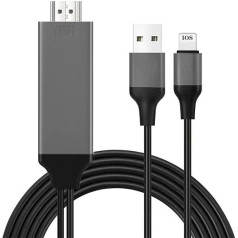 HDMI Cable for Phone Pad, 1080P HDMI Digital AV Adapter, HDMI Adapter Cable, 2 in 1 MHL to HDMI Adapter for Phone 14/13/12/11/XS/X to TV Projector Monitor (Black)