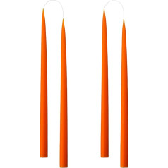 Kunstindustrien® Taper Candles, Made in Denmark, 42 Colours Available, Table Candles, Dyed Candles, Long Burning Time of 15 Hours, Candle Set Gift, 4 Pieces, 2.2 x 35 cm (Orange)