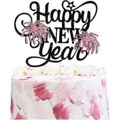 Happy New Year Cake Toppers Glitter 2023 New Year's Eve Hello 2023 Cheers to 2023 Happy New Year Decorations for New Year Winter Festive Holidays Christmas Party Decorations by GotGala (Rose Gold)