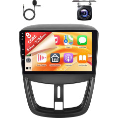 8 Cores 6+128G Wireless Carplay Android Car Radio for Peugeot 207 2006-2015 9 Inch Touchscreen Radio with Android Car Mirror Link Bluetooth FM/RDS/EQ/DSP WiFi GPS Navigation Reversing Camera