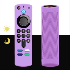 Silikon-Fernbedienung, Ersatz für 4K/HD-Streaming-Fernbedienung, rutschfest, waschbar, Schutz-Fernbedienung mit Umhängeband, leuchtet lila