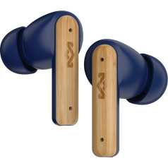 Marley Little Bird True Wireless Bluetooth Headphones - IPX4 Wireless Headphones with Microphone, 24 Hours Playback Time, In-Ear Earphones Small, USB-C Fast Charging Case, Blue